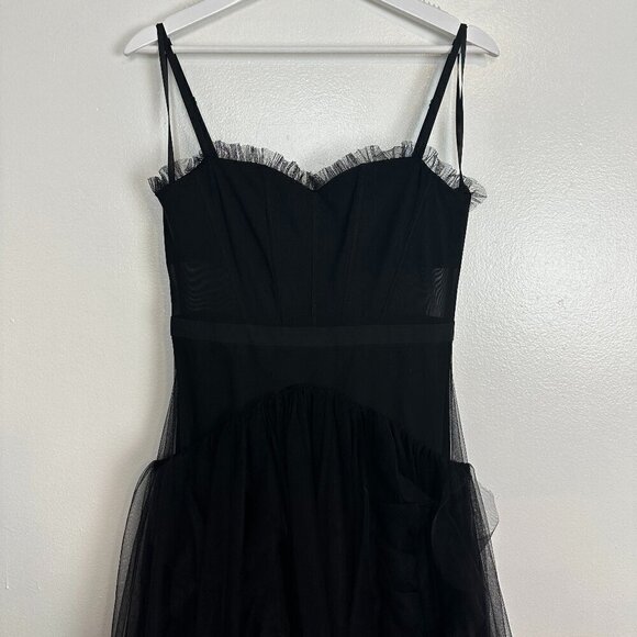 BETSY & ADAM "Tia" Long Mesh Corset Ballgown in Black Size US 4 - Picture 5 of 10